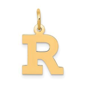 14k Yellow Gold, Amanda Collection, Small Block Initial R Pendant
